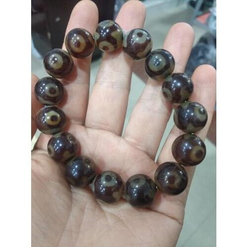 Pretty Tibetan Dzi Bangle Amulet Nature Tibet Vein Bead Bracelet Lucky Talisman Nice