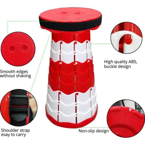Retractable Folding Stool, Portable Telescopic Seat for Adults Seniors Subway Fishing Garden Camping Travel Hiking Golf Outdoor