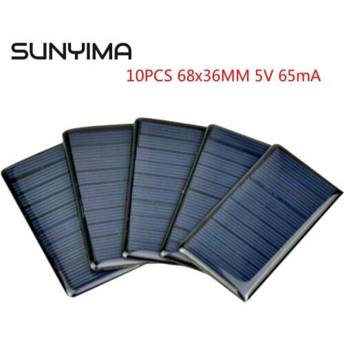 SUNYIMA 10Pcs Solar Panels Solar Epoxy Plates Polycrystalline Spot 68x36MM 5V 65MA DIY Solar Battery Charger Painel Solars