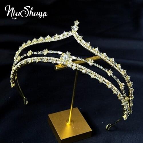 NiuShuya Fashion Crystal Bridal Tiaras Crown Princess Queen Rhinestone Pageant Diadem Wedding Hair Accessories Tiara Jewelries