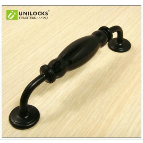 UNILOCKS 12Pcs/Dozen Black Pattern Black Ceramics Zinc Alloy Cabinet Drawer Wardrobe Door Handle CH2