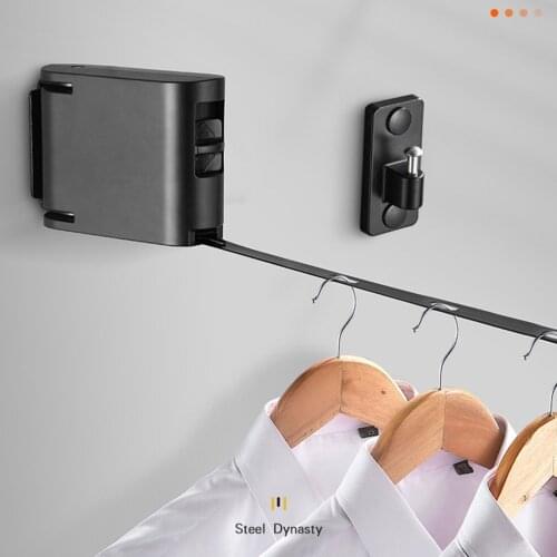 Retractable Clothesline Drying Line Wall Mounted Laundry Hanger Rotatable Clothes Hanger Rope Towel Rack Bathroom Clothes Dryer
