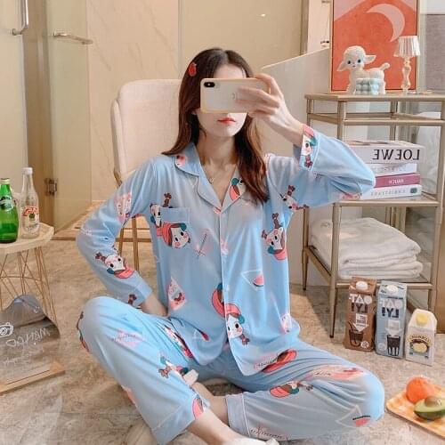 Chicnymph Womens Pajamas Female Pyjamas Suit Cute Cartoon Print Pijamas Sets Long Sleeve Sleepwear Spring Female Homewear