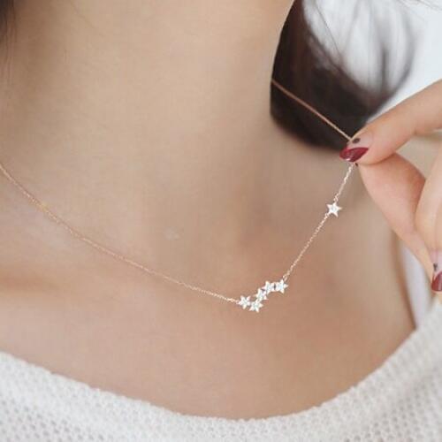 S925 Steling Star Sweet Clavicle Chain Necklaces Women Zircon Charm Pendant Necklace Charm