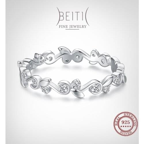 Beitil Fine Clear Zircon Real 925 Sterling Silver Finger Stackable Ring For Women Minimalist Fine Jewelry 2021 New Style