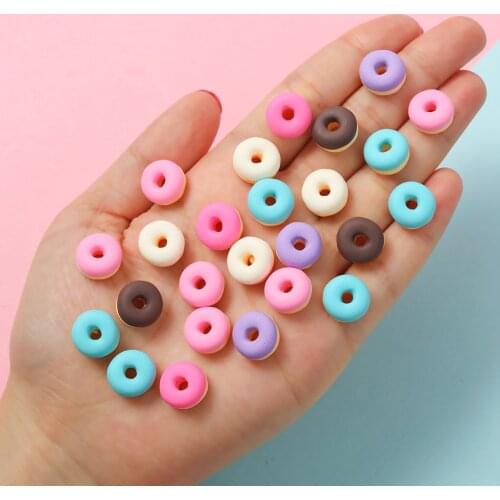 10pcs 12mm Mix Miniature Resin Cabochons Donut Candy Beads For DIY Phone Case Decor Jewelry Charms Accessories