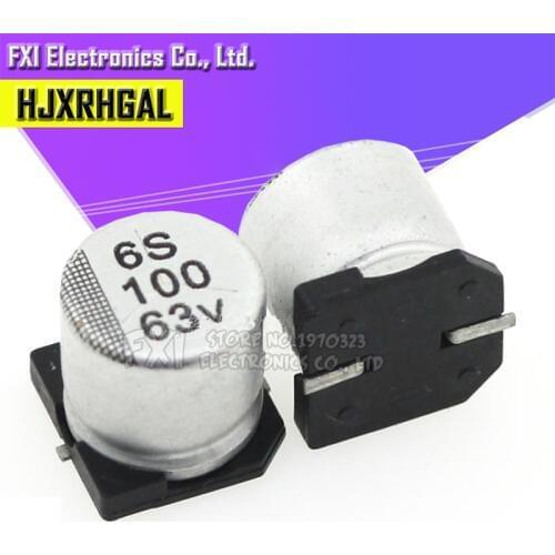 10PCS Electrolytic capacitor 63V100UF 10*10mm SMD aluminum electrolytic capacitor 100uf 63v