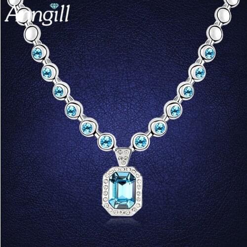 2018 New Crystals From Swarovski Silver Color Chain Charmes Beaded Chokers Necklace Women Bijoux Femme Fashion Statement Jewelry