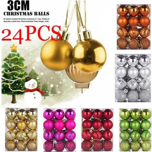 24pcs/lot 30mm Christmas Tree Decor Ball Bauble Xmas Party Hanging Ball Ornament Decorations For Home Christmas Decorations Gift