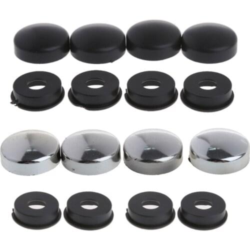 41XA 8 Pcs ABS License Plate Frame Screw Nut Caps+Bolt Cover Set For Car