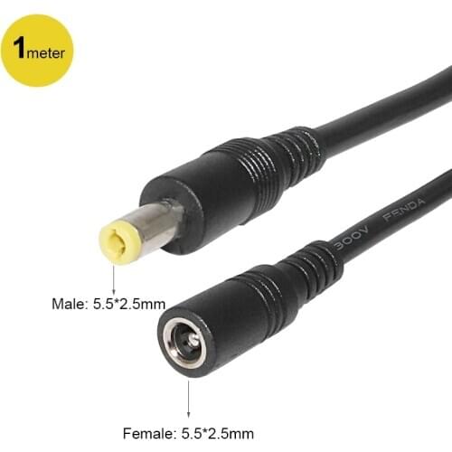 5.5*2.5 5.5x2.5mm Female to Male Plug Converter DC Extension Cable Cord 1m 18AWG Dc Power Cord Adapter Extend Wire