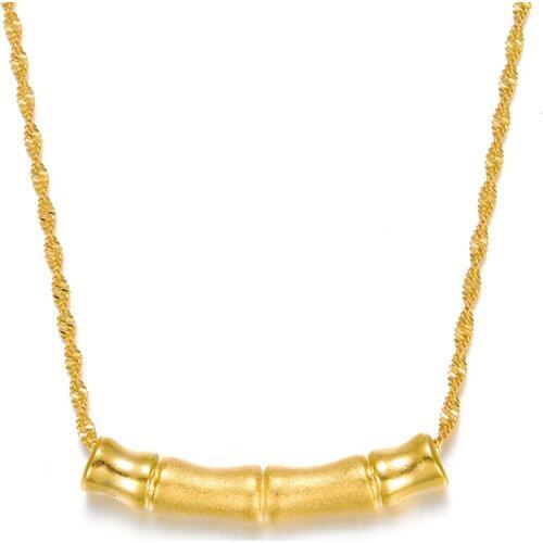 7 Different Style Gold pendant necklace for wome,pure Gold-Color Bamboo Shape necklace Dropshipping / Wholesale wedding Jewelry