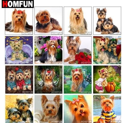 HOMFUN Diy 5d Diamond Painting "Animal dog scene" Cross Stitch Square Round Diamond Embroidery Handwork Rhinestone Art