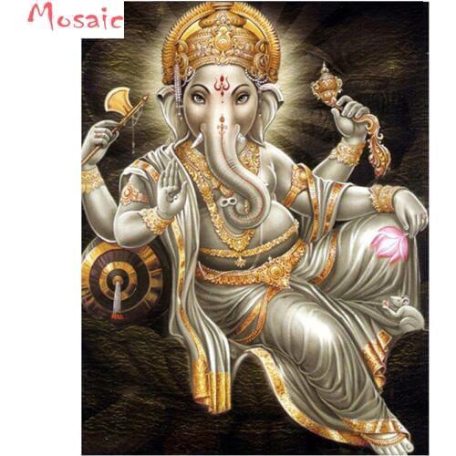 Ganesha Elephant god Square square Diamond Embroidery 5D DIY Diamond Painting Full Rhinestone Cross Stitch Decoration religion