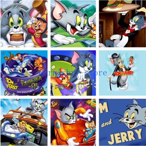 "Cat & Mouse" 5d Diamond Painting Cross Stitch Kits Diy Diamond Mosaic Embroidery Full Drill Home Decor for Baby Kids