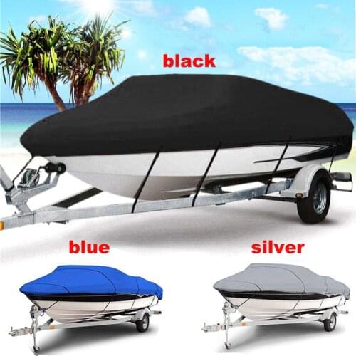 Black Blue Silver Yacht Boat Cover 11-22ft Barco Boat Cover Anti-UV Waterproof Heavy Duty 210D Marine Canvas Boat Accessories