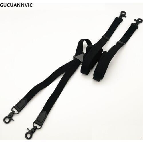 Black 4 hook Elastic suspender belt Men and women shoulder strap casual X type Black four hook back bandwidth 2 cm