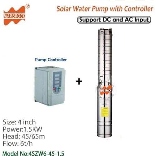 DC AC dual-use 2HP deep well solar water pump with frequency inverter, flow 6T/H head 45M for house use, agricultural irrigation