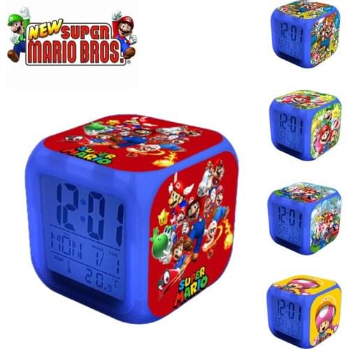 Game Super Mario Child Alarm Clock LED Digital Smart Alarm Clock Watch Table Electronic Desktop Clocks Wake Up Clock Mute Snooze