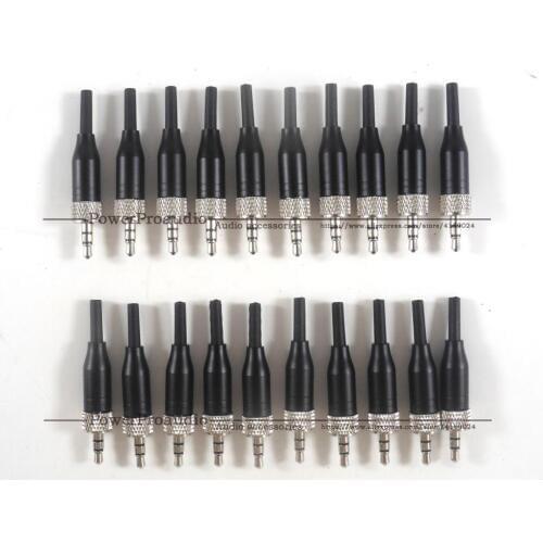 DIY 20pcs/lot Black 3.5 mm 1/8" Stereo Screw Audio Lock Connector for Sennheiser Sony Microphone Spare Plug Adapter