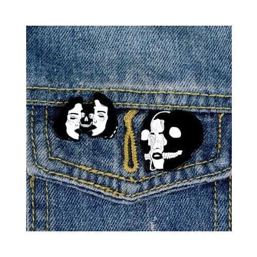 Divided Faces Enamel Pin Organ Heart Brain Brooches Backpack Clothes Lapel Pin Biker Badge Punk Jewelry Gift for Friends