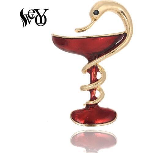 VEYO Swan cup Enamel Brooch Pin Vintage Design Brooches for Women Fashion Jewelry Suit Clothes Clips