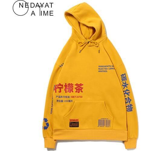 Chinese Character Printed Fleece Hoodie Sweatshirt Men/Women 2019 Hip Hop Hooded Streetwear Mens Harajuku Pullover Hoodies Tops