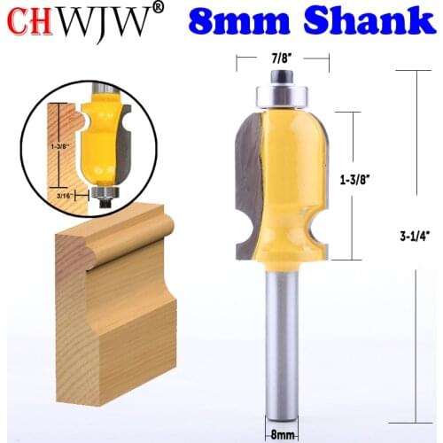 CHWJW 1PC 8mm Shank Architectural Molding Router Bit Line knife Woodworking cutter Tenon Cutter for Woodworking Tools
