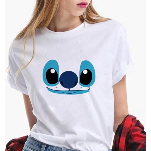 Disney 2021 Women Fashion Cartoon Stitch Princess Harajuku Summer Kawaii Top Female Ulzzang Oversized T-shirt Short Sleeves