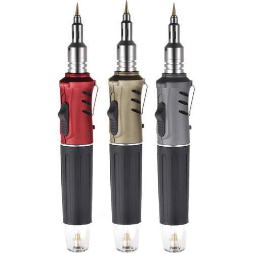 Gas Soldering Iron 3-In-1 Multifunctional Auto-ignition Adjustable Flame Butane Iron with Hot Air Gun Flamethrower
