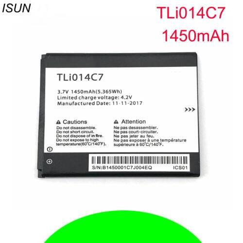 ISUNOO 5pcs/lot 1450mAh TLi014C7 Phone battery For Alcatel OneTouch Pixi First 4024D 4.0" Mobile Phone