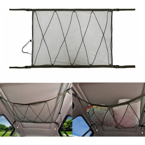 Car Ceiling Storage Net Pocket-Universal Car Roof Interior Cargo Net Bag with Zipper Car truck Roof Storage Bag for Van SUV