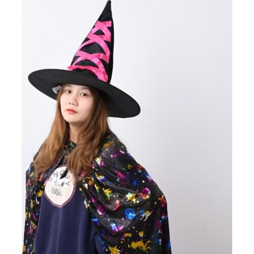 Adult Kids Children Halloween Witch Hats Masquerade Wizard Hat Cosplay Costume Accessories Halloween Party Fancy Dress Decor