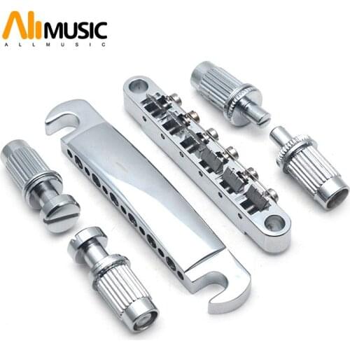 A Set 12 String Saddle Tune-O-Matic Bridge & Tailpiece for LP Electric Guitar with Stud & Anchor Chrome