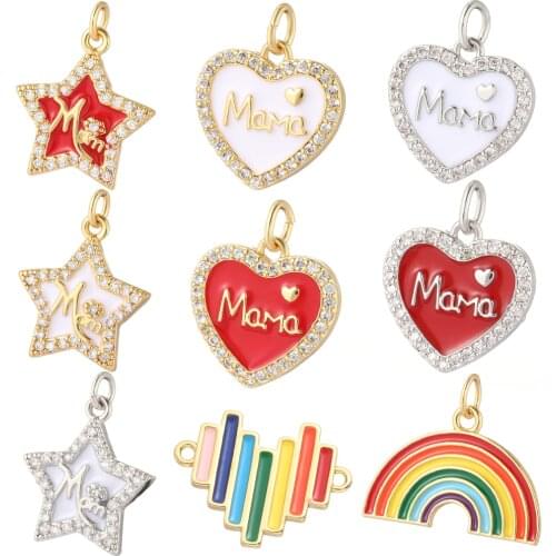 Red Heart Star Rainbow Jewelry Charms for Necklace Earrings Bracelet Making Jewelry Make Accessories Diy Pendant Gold Charms