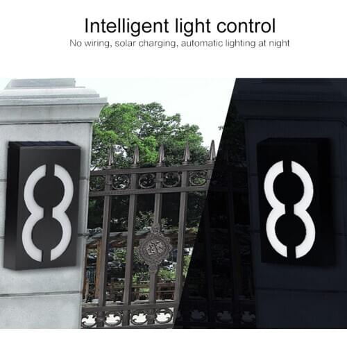 Creative crHouse Number Doorplate Light Wall Lamp Door Number Sign Solar Power6 LED Illumination Doorplate Lamp With Battery