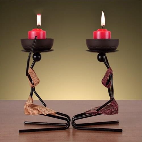 Creative wrought iron candle holder candle light dinner candle holder African woman romantic table decoration mini flower pot