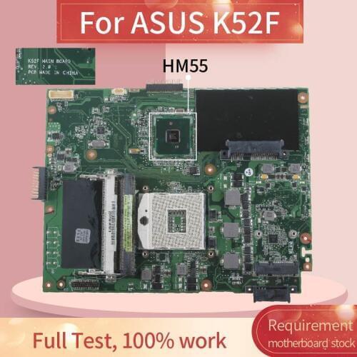 Laptop motherboard For ASUS K52F PGA 989 Notebook Mainboard REV.2.0 HM55