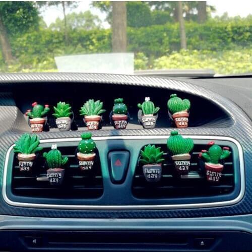 Set of 6pcs Resin Cactus Car Air Conditioning Vent Perfume Clip Creative Cute Air Freshener Fragrance Decoration Auto Ornaments