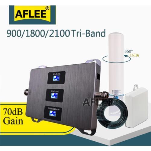 New 4G Repeater!! 900 1800 2100 Tri-Band Cellular Amplifier Cell Phone GSM Repeater 2g 3g 4g Mobile Signal Booster GSM DCS WCDMA
