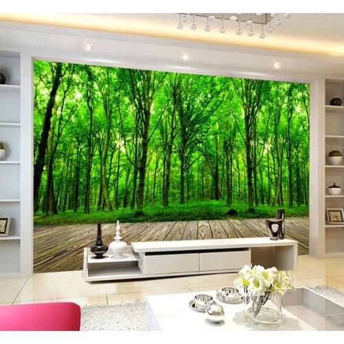 Custom 3D large mural,Fresh green forest ,living room sofa TV wall children bedroom wall paper