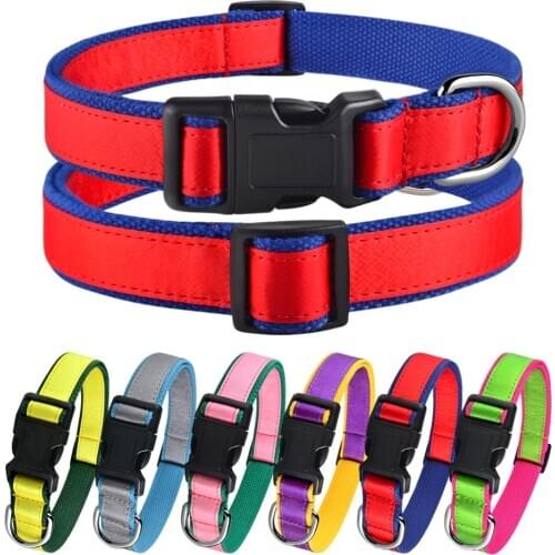 Nylon Dog Collars Personalized Embroidered Customized Pet Collar Puppy ID Name Collar for Small Medium Large Red Collar Custom