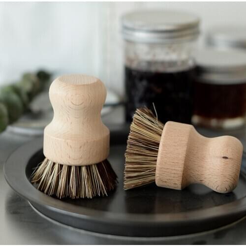 Portable Scrubbing Heat Resistant Washing Pot Brush Bowl Durable Dish Cleaning Tool Skillet Wooden Handle Kitchen Supplies
