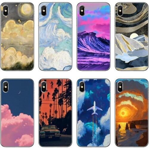 Retro Art Oil Painting Clouds Transparent Phone Case For iPhone 12 11 Pro Max Mini XS Max XR X 8 7 Plus 6 6S Plus 5 5S SE 2020