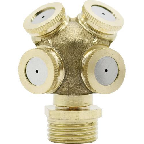 4 Hole Adjustable Brass Spray Misting Nozzle Garden Sprinklers Irrigation Fitting Jardim Home Watering Garden Tools