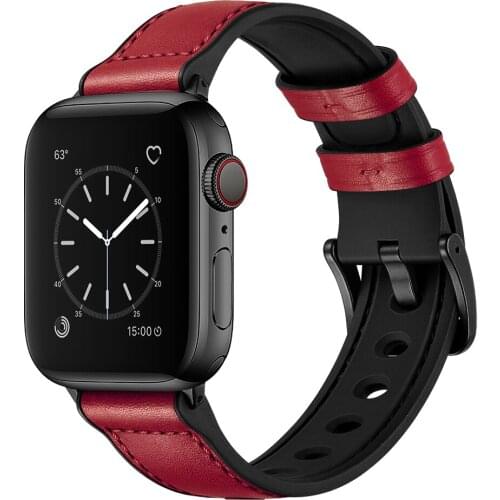 New Genuine Leather silicone band for apple watch SE strap 5 4 SE 44mm 40mm for apple watch 6 wristband 3 2 1 38mm 42mm