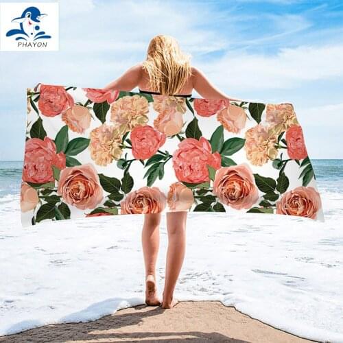 PHAYON 2021 Advanced Luxury Floral Microfiber Beach Towels for Women Pink Rose Bath Towels Home/Hotel FlowersTravel Towel