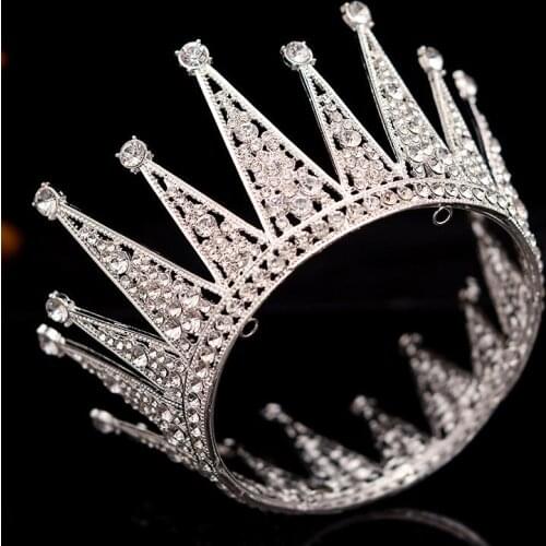 Luxury Crystal Bridal Tiaras Round Wedding Crowns Headband Women Baroque Rhinestone Pageant Diadem Hair Jewelry Hair Accessories
