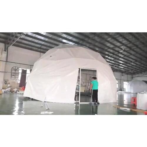 Most Popular 6M Dome House Geodesic Dome Tent with Exhaust Solar Fan and Glass Door and Ventilation Windows
