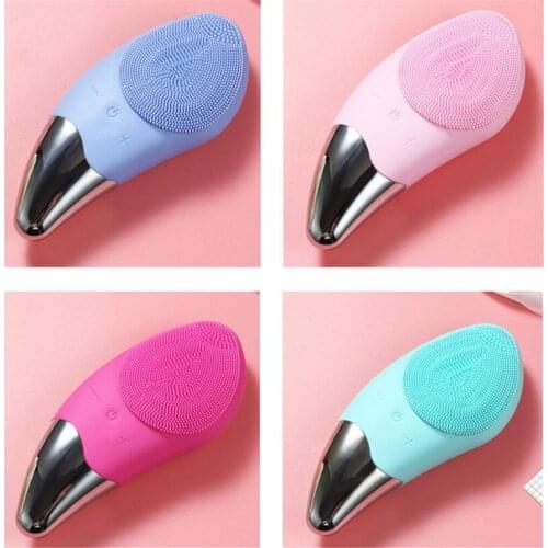 Hot 50pcs/lot Mini Electric Facial Cleansing Brush Silicone Sonic Face Cleaner Deep Pore Cleaning Skin Massager